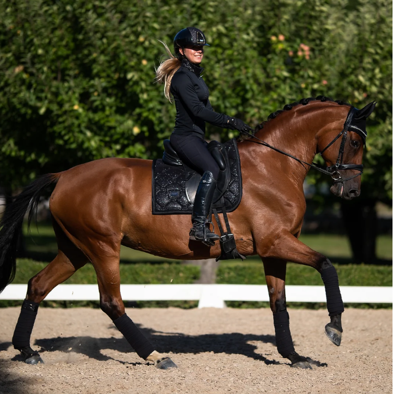 Equestrian Stockholm - Tapis de dressage All Black Glimmer noir