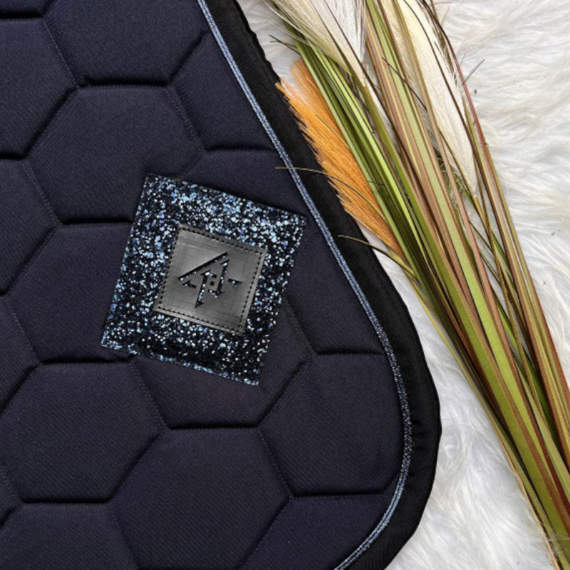 Oxxer - Tapis de selle Diamant marine/ noir paillettes marines