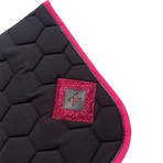 Oxxer - Tapis de selle Diamant noir/ fuschia paillettes fuschia | - Ohlala