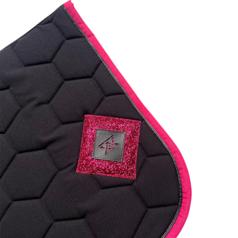 Oxxer - Tapis de selle Diamant noir/ fuschia paillettes fuschia
