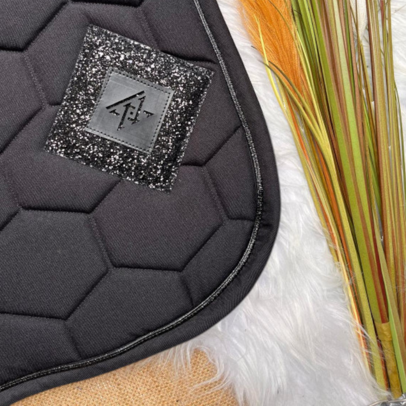Oxxer - Tapis de selle Diamant noir/ noir paillettes noires