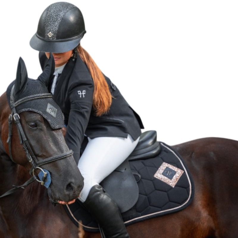 Oxxer - Tapis de selle Diamant noir/ rose gold paillettes rose gold