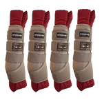 TdeT - Guêtres d'écurie gris/bordeaux x4 | - Ohlala