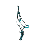 TdeT - Licol éthologique confort + longe noir/turquoise melange | - Ohlala