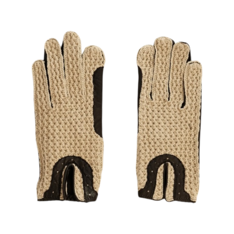 TdeT - Gants d’équitation crochet et cuir marron foncé