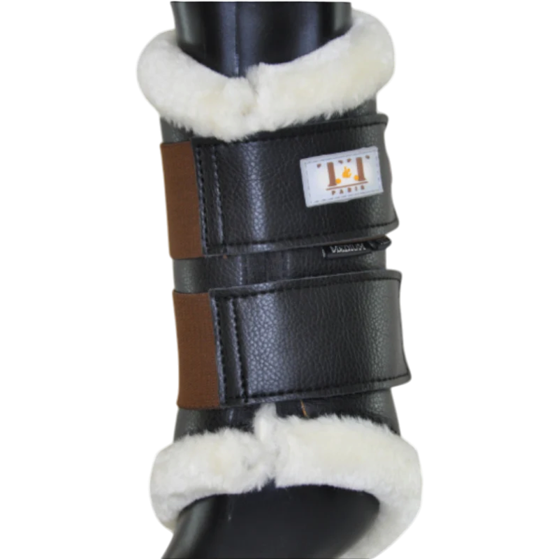 TdeT - Set guêtres dressage néoprène mouton noir/ tabac