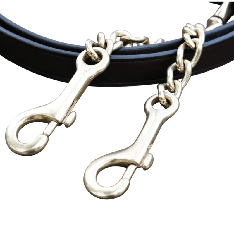TdeT - Set licol cuir et longe de présentation double chaînette noir