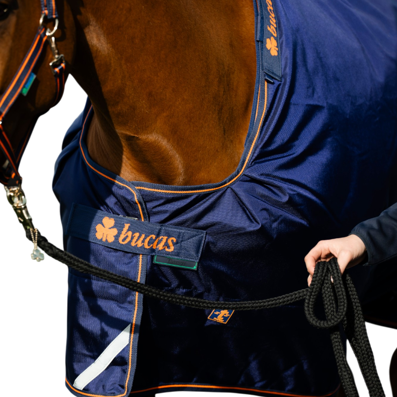 Bucas - Couverture d'extérieur Turnout Therapy light 100 marine/ orange 100g