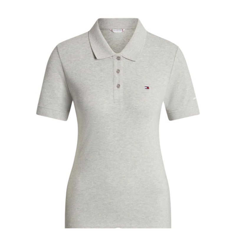 Tommy Hilfiger Equestrian - Polo manches courtes femme TH Equestrian gris chiné