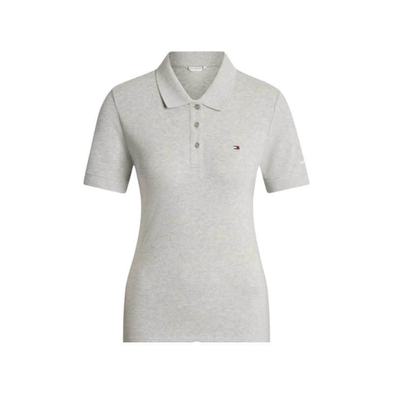 Tommy Hilfiger Equestrian - Polo manches courtes femme TH Equestrian gris chiné