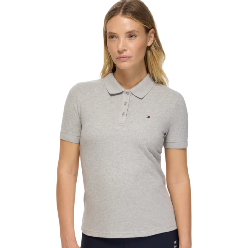 Tommy Hilfiger Equestrian - Polo manches courtes femme TH Equestrian gris chiné