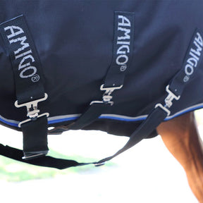 Horseware - Couverture d'extérieur Amigo Bravo 12 plus avec couvre cou 250g noir/ bleu | - Ohlala