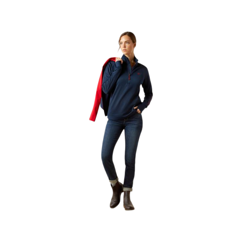 Pull zippé femme Team EQ marine