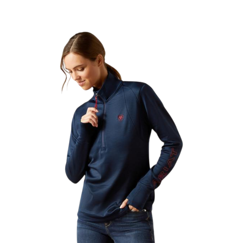 Pull zippé femme Team EQ marine