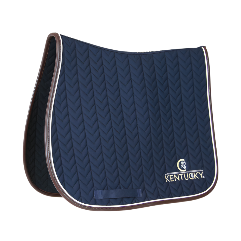 Kentucky Horsewear - Tapis de selle Fishbone marine cuir