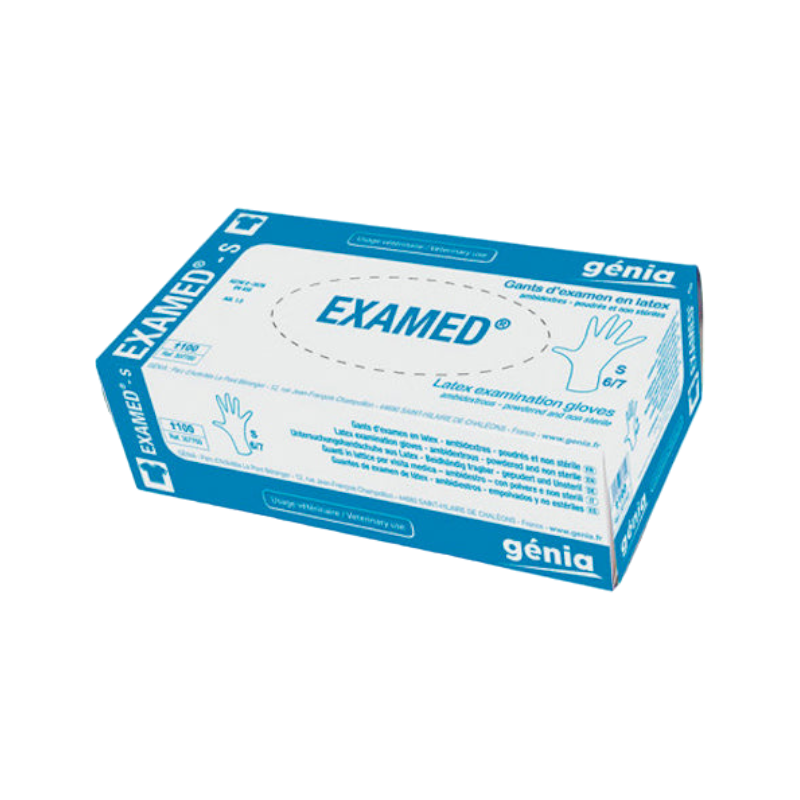 Genia - Gants d'examen et de soin en latex pré-poudrés à usage unique (x100)