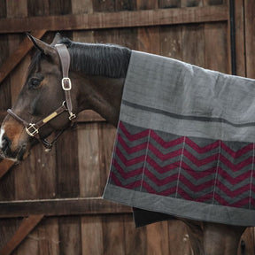 Kentucky Horsewear - Couverture séchante carré heavy fishbone gris/ bordeaux | - Ohlala