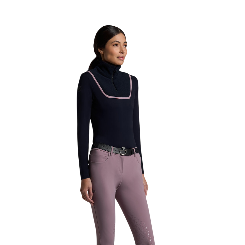 Cavalleria Toscana - Baselayer manches longues femme Jersey avec polaire marine