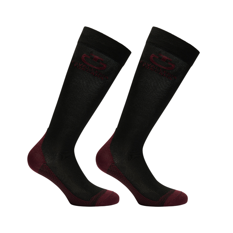 Cavalleria Toscana - Chaussettes d'équitation Tech noir/ bordeaux