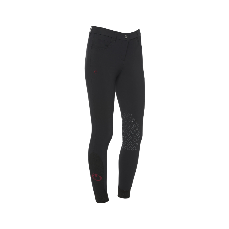 Cavalleria Toscana - Pantalon d'équitation fille Color noir logo bordeaux
