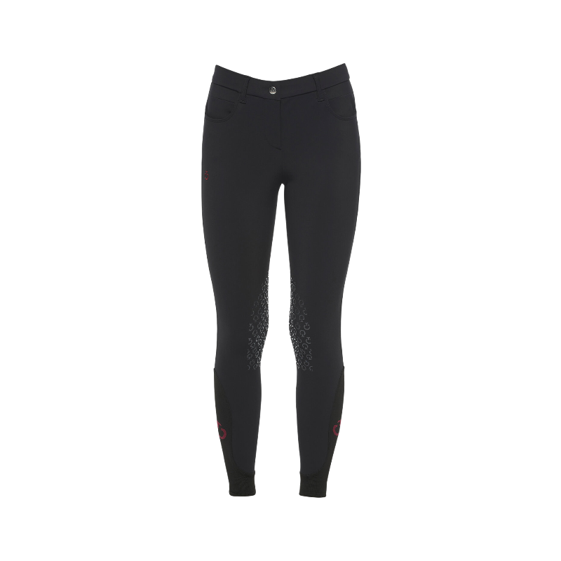 Cavalleria Toscana - Pantalon d'équitation fille Color noir logo bordeaux