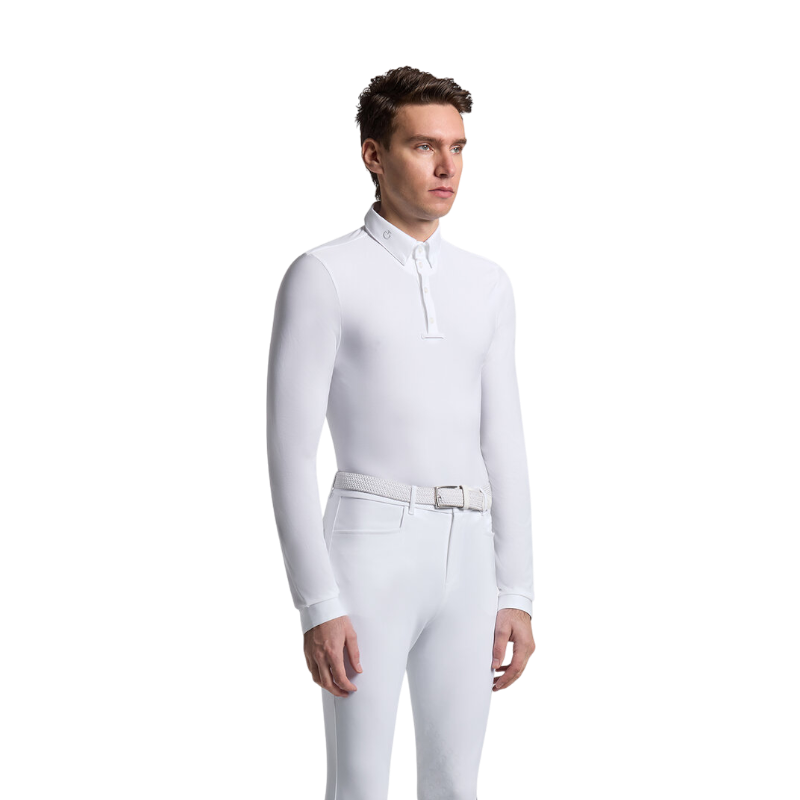 Cavalleria Toscana - Polo de concours manches longues homme Warm Jersey blanc