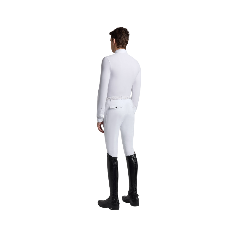 Cavalleria Toscana - Polo de concours manches longues homme Warm Jersey blanc