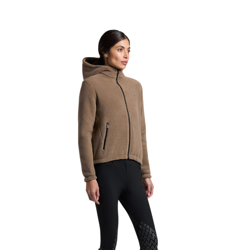 Cavalleria Toscana - Sweat à capuche femme zippé polaire noisette