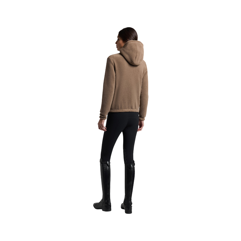 Cavalleria Toscana - Sweat à capuche femme zippé polaire noisette