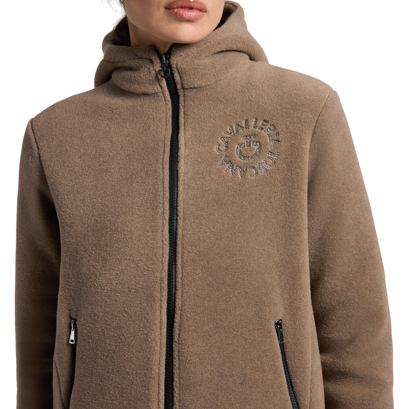 Cavalleria Toscana - Sweat à capuche femme zippé polaire noisette