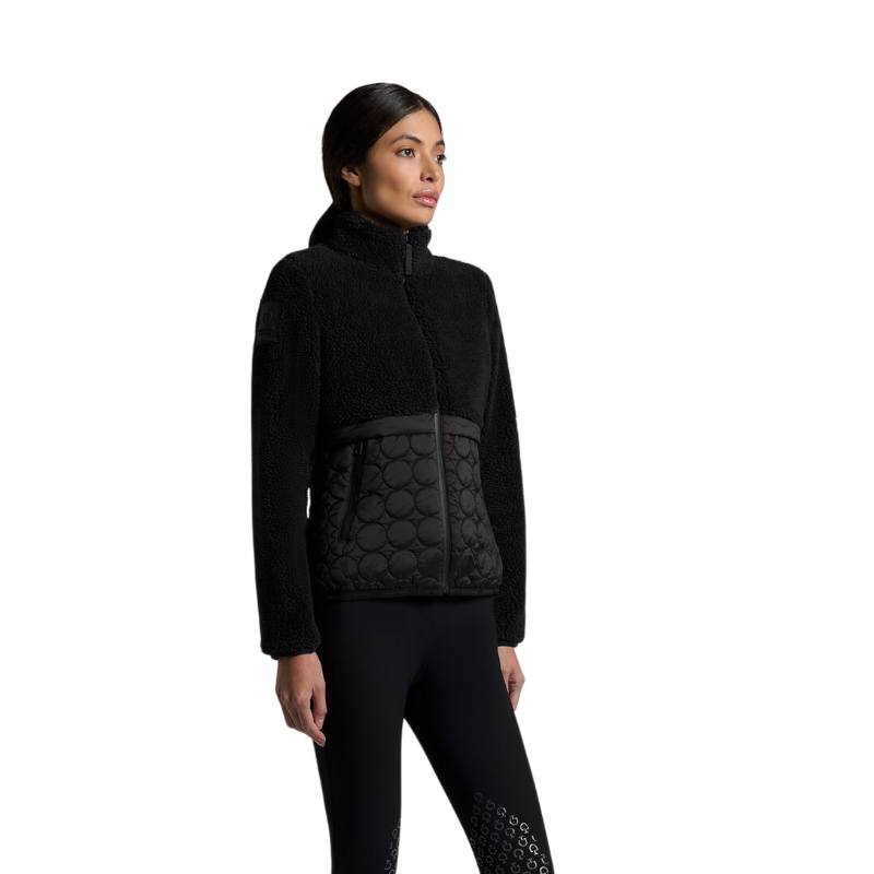 Cavalleria Toscana - Veste zippée femme Teddy + Nylon noir