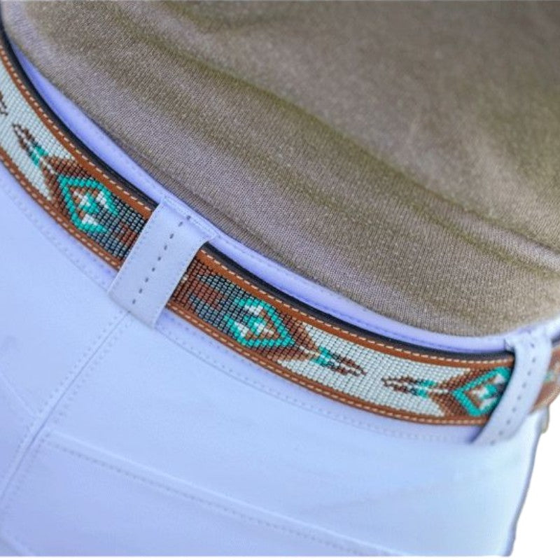 Pénélope - Ceinture Pearl Cognac/ Turquoise