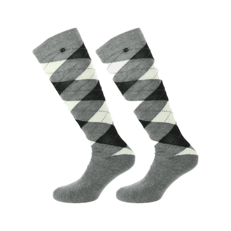 Equithème - Chaussettes Argyle gris/écru (x1)