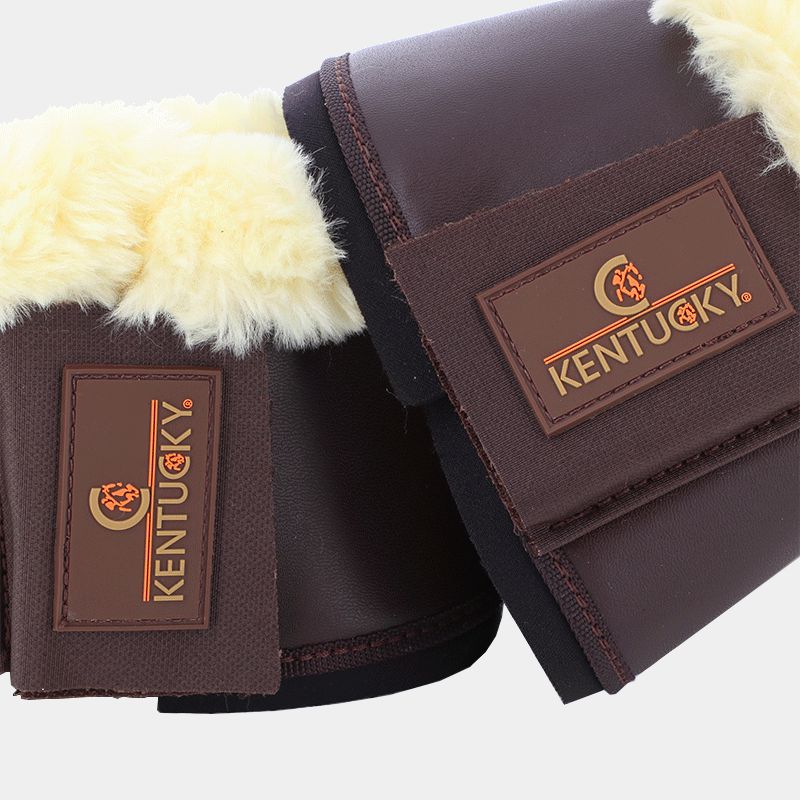 Kentucky Horsewear - Cloches chevaux cuir et mouton marron/naturel | - Ohlala