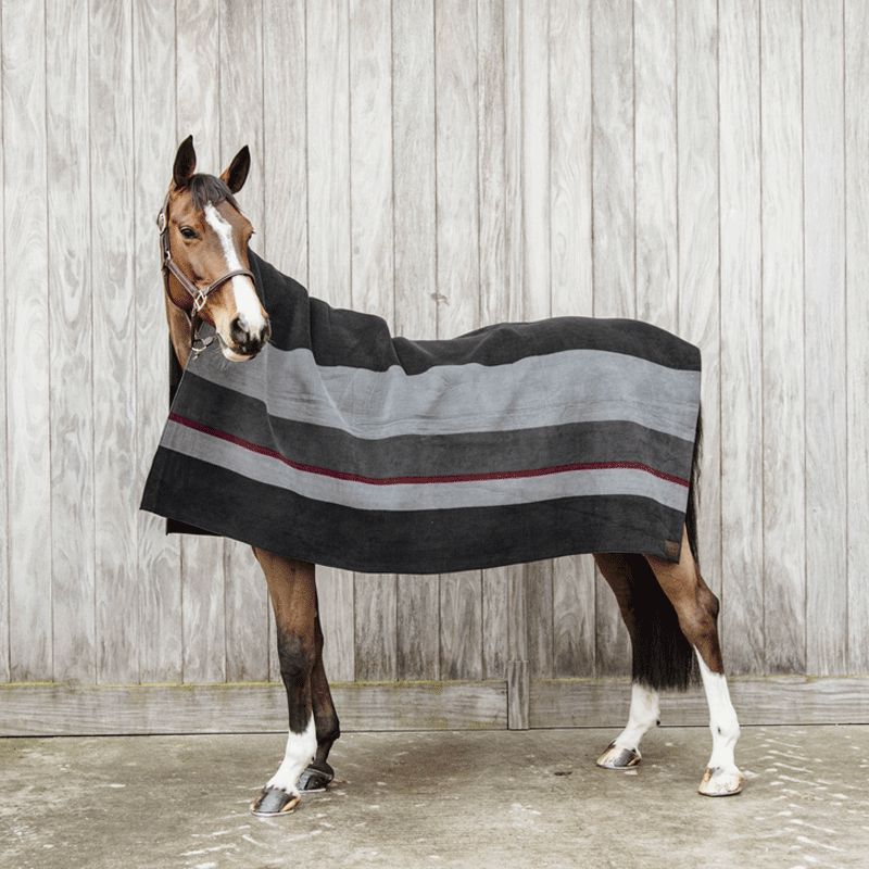 Kentucky Horsewear - Couverture séchante carré heavy stripes noir/ gris