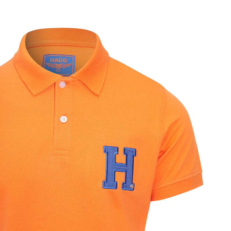 Hagg - Polo manches courtes homme orange/ bleu roi