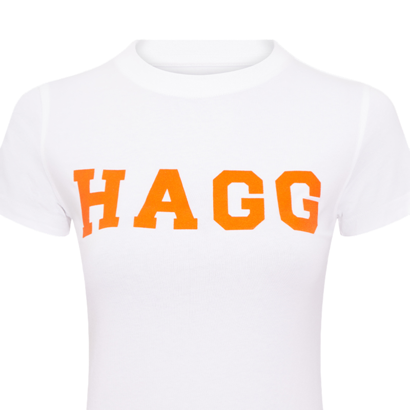 Hagg - T-shirt manches courtes femme blanc/ orange