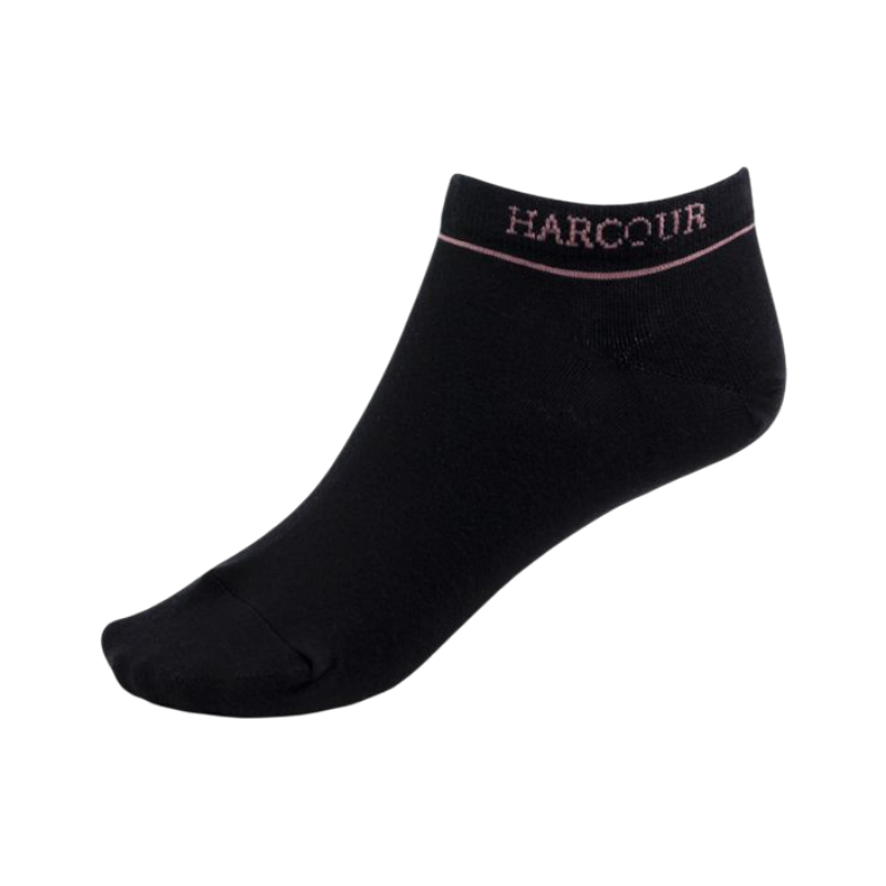 Harcour - Chaussettes courtes Suzanne noir/ rose (x3)