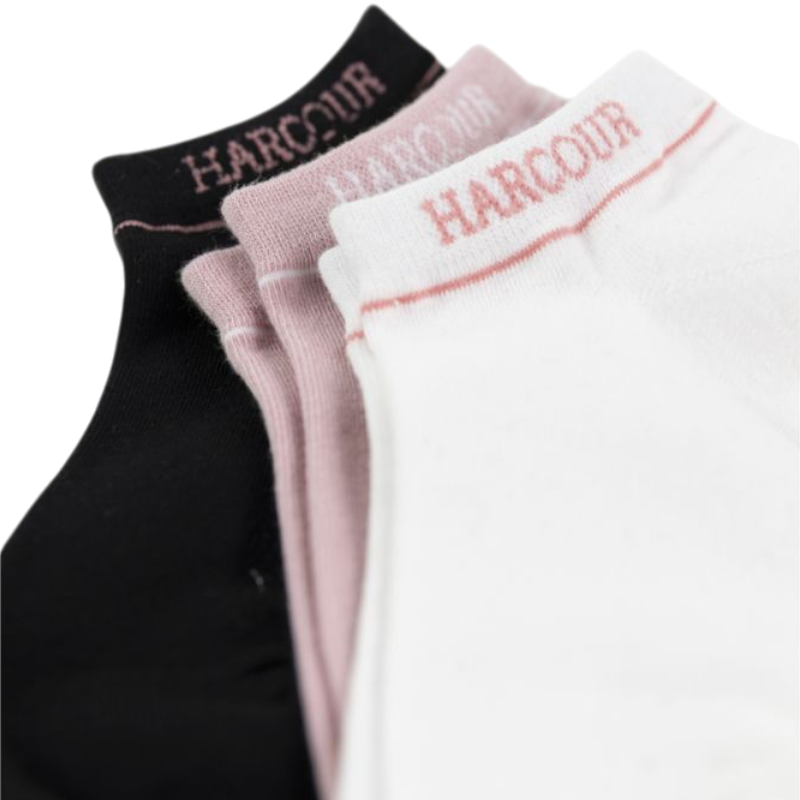 Harcour - Chaussettes courtes Suzanne noir/ rose (x3)