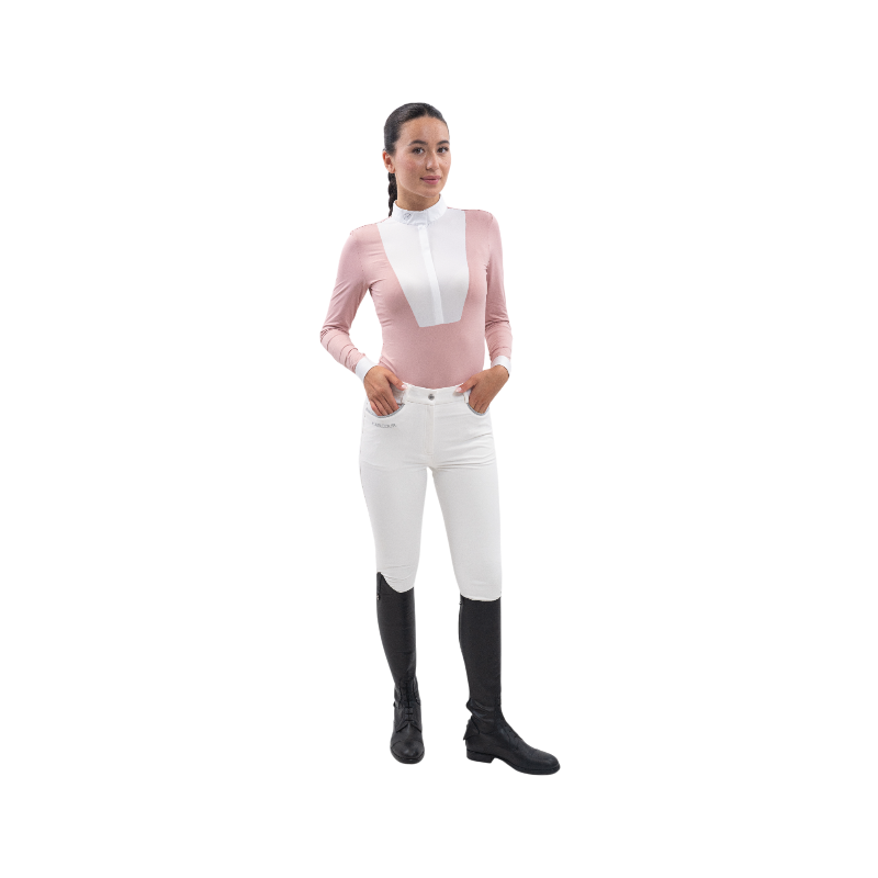 Harcour - Polo de concours manches longues femme Stella pivoine