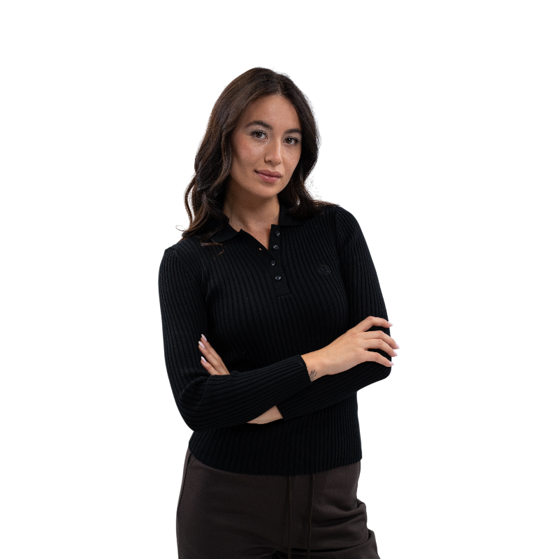 Harcour - Polo manches longues femme Aurore noir