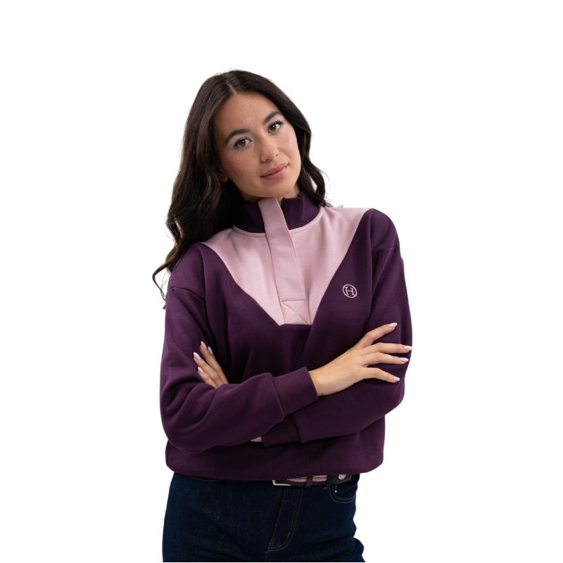 Harcour - Sweat col montant femme Ambre figue/ pivoine