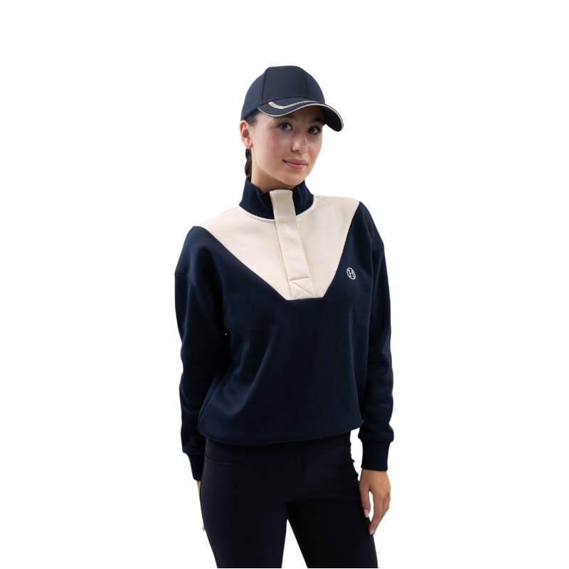 Harcour - Sweat col montant femme Ambre marine/ dune