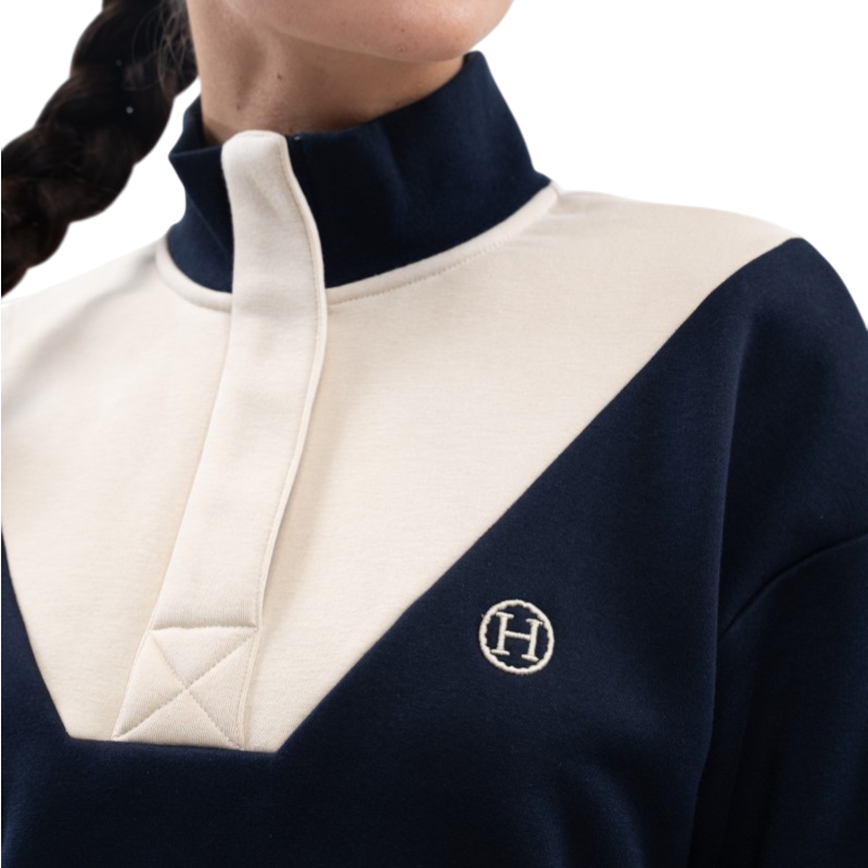 Harcour - Sweat col montant femme Ambre marine/ dune