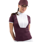 Harcour - Polo de concours manches courtes femme Shine aubergine | - Ohlala