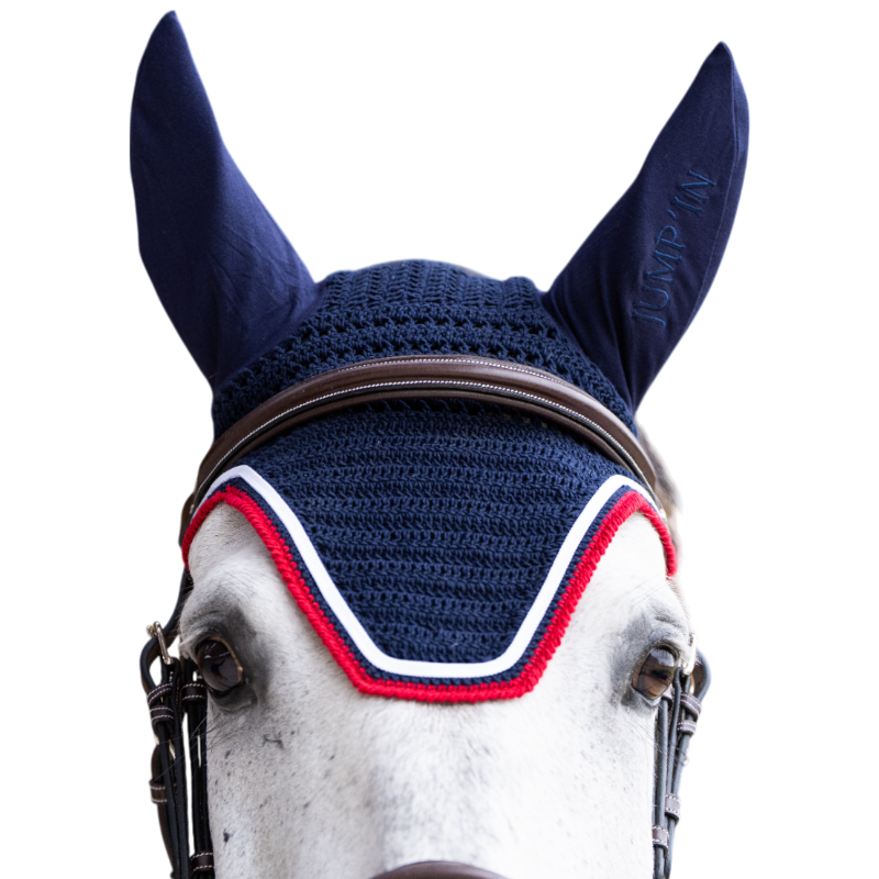 Jump'In - Bonnet pour chevaux Balthazar marine/ rouge