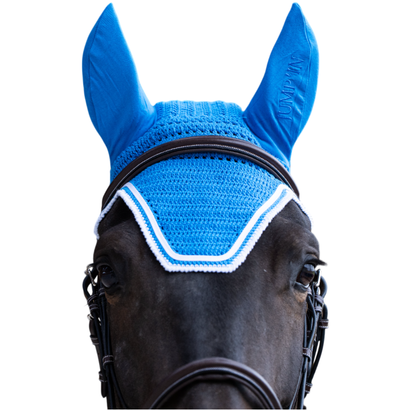 Jump'In - Bonnet pour chevaux Balthazar bleu royal/ blanc