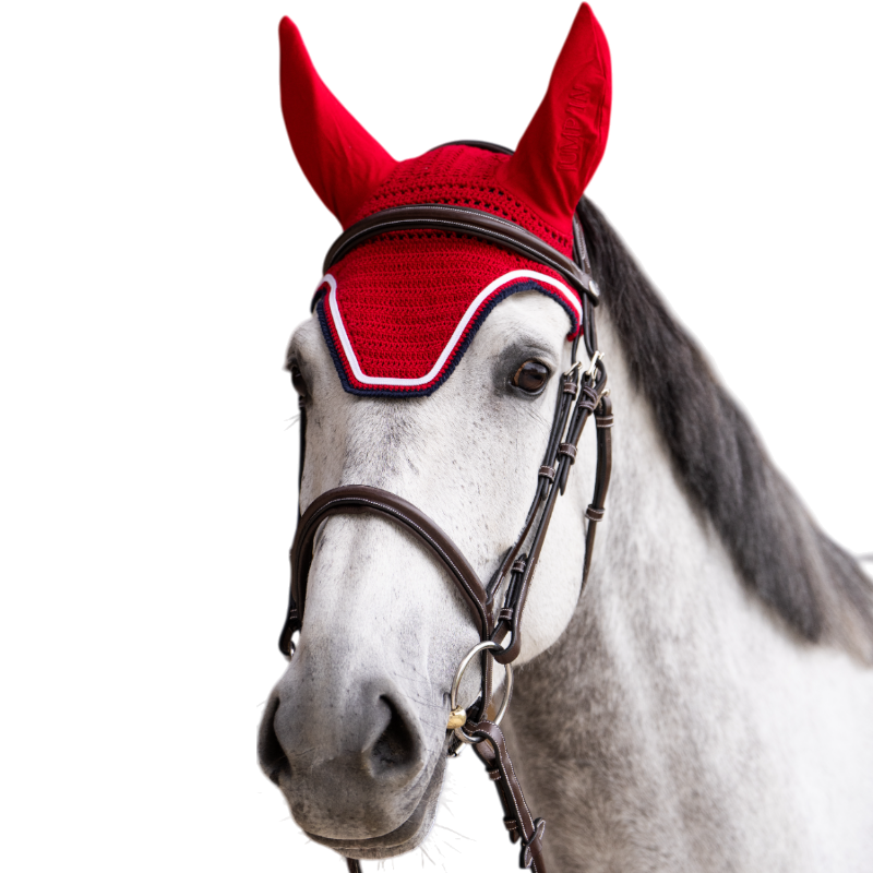 Jump'In - Bonnet pour chevaux Balthazar rouge/ marine