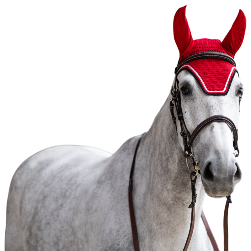 Jump'In - Bonnet pour chevaux Balthazar rouge/ noir