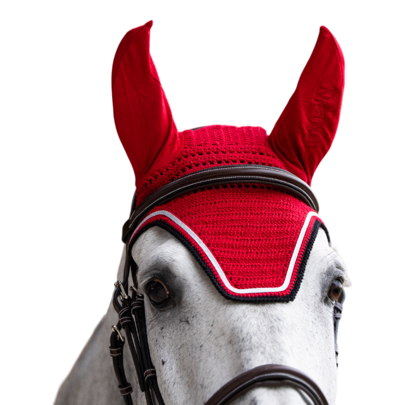 Jump'In - Bonnet pour chevaux Balthazar rouge/ noir